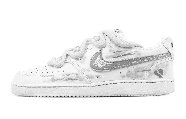 Nike Nike Court Vision 1 Lurex Ruyi Abrasion Resistant Low top Skateboard Shoes Men's Gray White