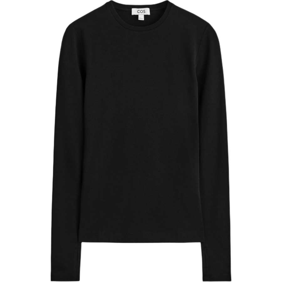 COS T Shirts Women's Black Crew Neck Moderate