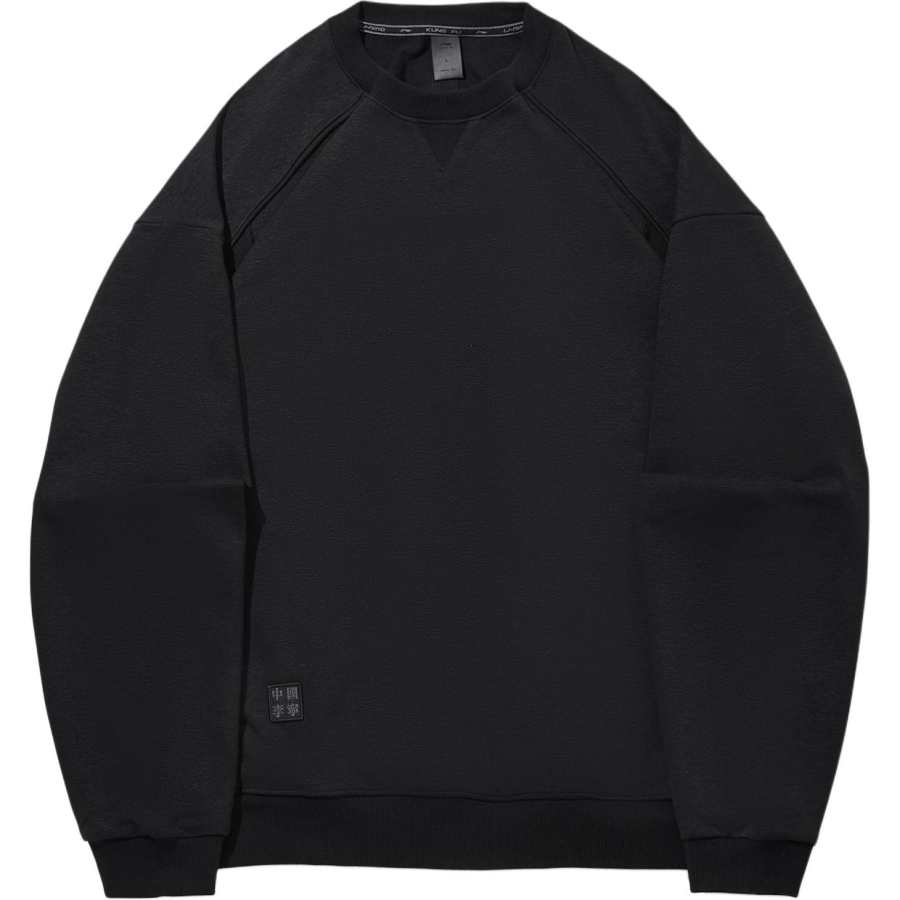 Li-Ning Li Ning Sweatshirts Unisex Black Crew Neck Moderate Regular