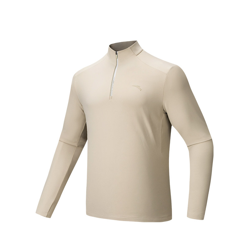 ANTA Knitwear Men's Cyan Bird Gray Stand Collar Moderate