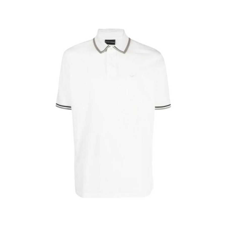 Emporio Armani striped trim cotton polo shirt
