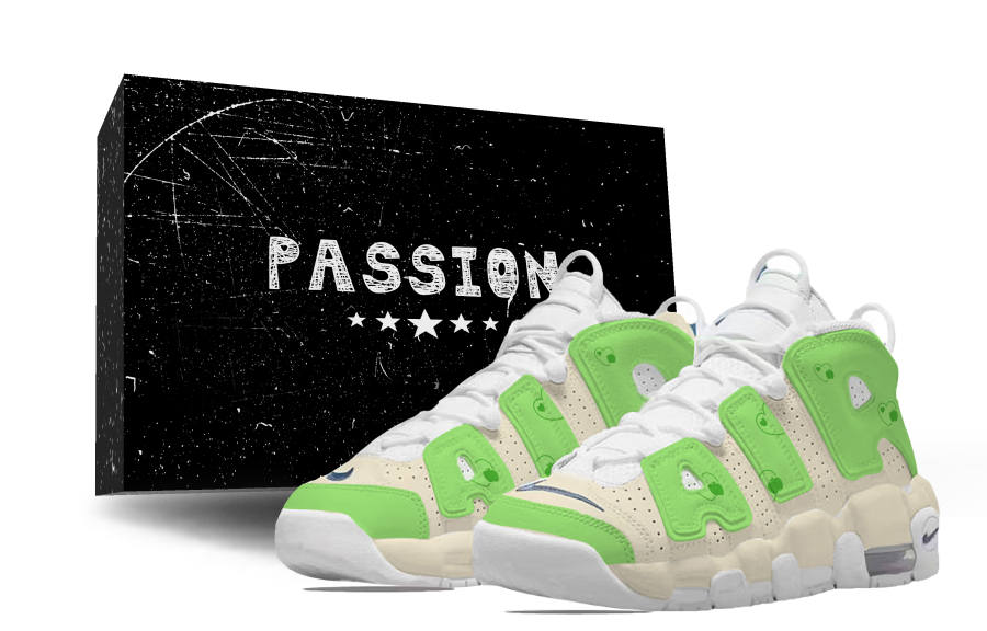 Nike Nike Air More Uptempo Horse Year Greetings, Green Apple Abrasion Resistant Mid top Vintage Basketball Shoes Women's