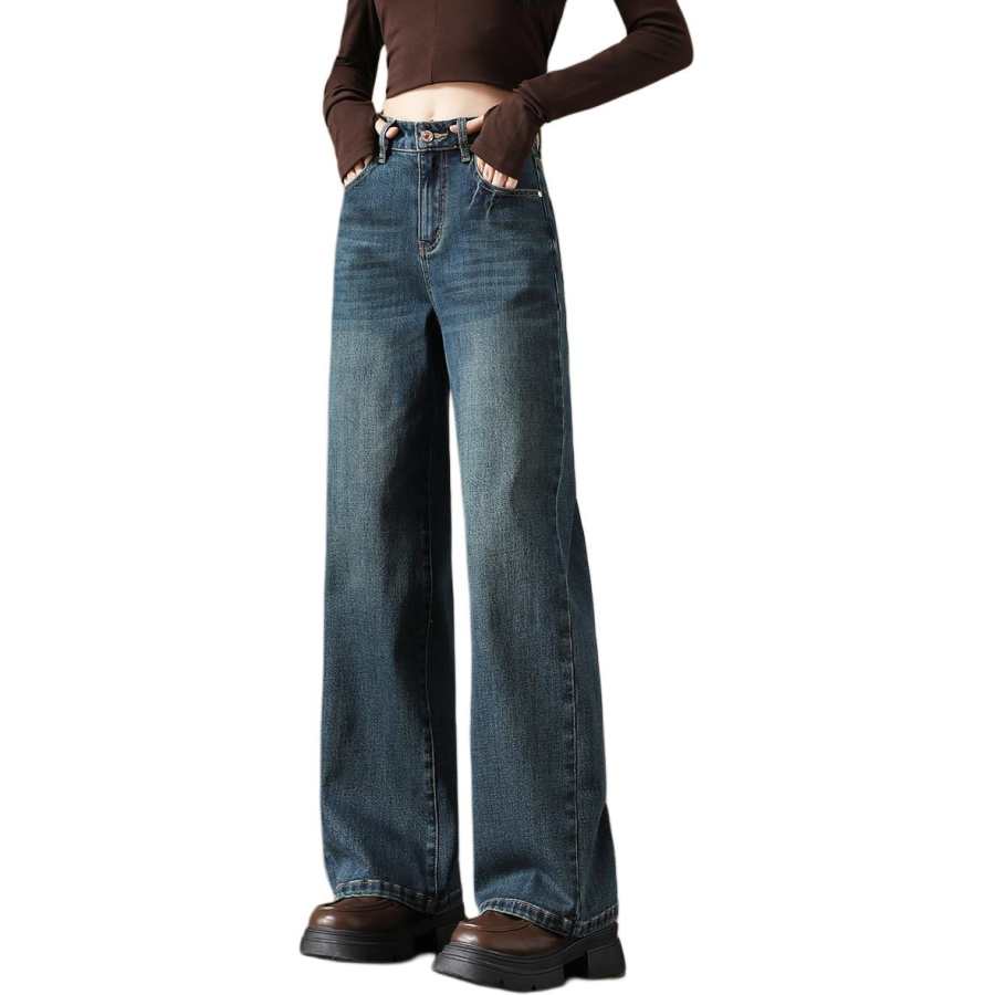 Tonlion Jeans Women's Blue Tone Moderate Wide Leg Pants