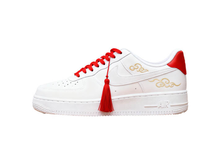 Nike Nike Air Force 1 Auspicious Clouds Abrasion Resistant Low top Skateboard Shoes Unisex Red White