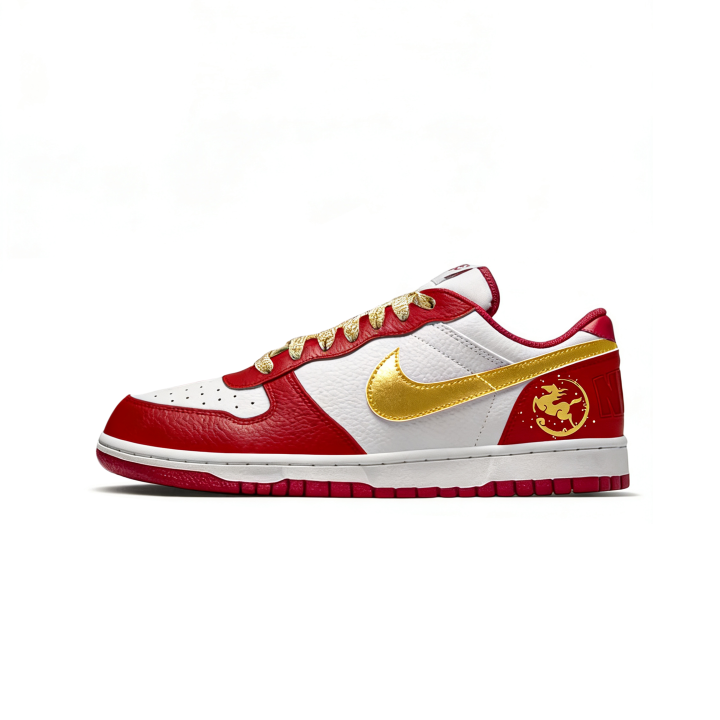 Nike Nike Big NIKE LOW Abrasion Resistant Breathable Abrasion Resistant Breathable Low top Skateboard Shoes Unisex Red Gold