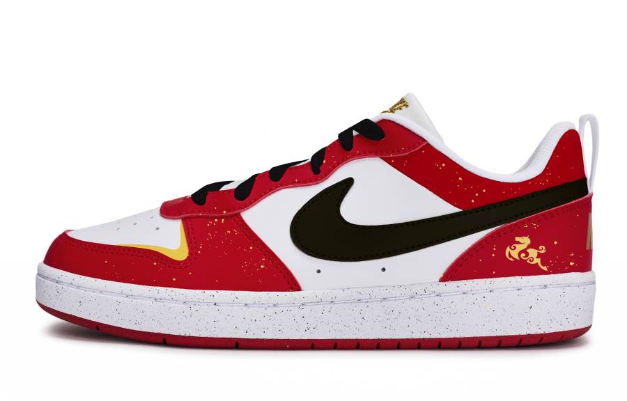 Nike Nike Court Borough 811 Manufacturing, Jinge Iron Horse Low top Kids' Skateboarding Shoes Red White Gold Unisex
