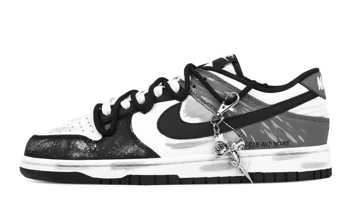 Nike Nike Dunk Ink Tide Rose 1 Abrasion Resistant Low top Skateboard Shoes Unisex Black Gray