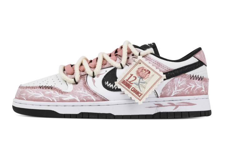 Nike Nike Dunk Pink Rose Postage 1 Abrasion Resistant Low top Skateboard Shoes Unisex Pink White