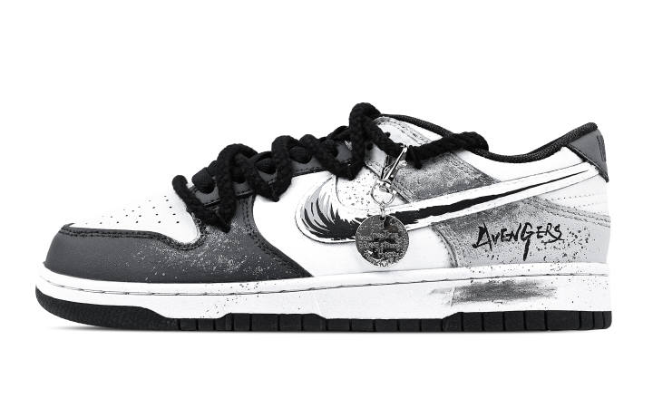 Nike Nike Dunk Skyline Flood 2 Leather Slip Resistant Abrasion Resistant Low top Skateboard Shoes Black Gray Kids'