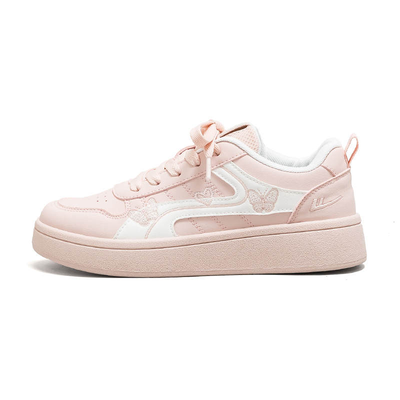 Warrior Height Increasing Abrasion Resistant Lightweight Low top Skateboard Shoes Women's Pink White