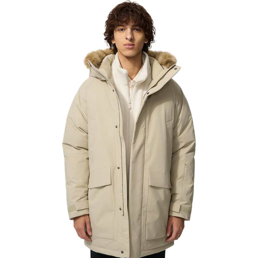 UNIQLO Down Jackets Unisex Beige Hooded Moderate