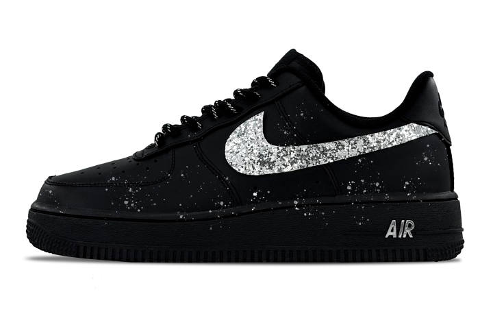 Nike Nike Air Force 1 Silver Nugget Leather Coverage Abrasion Resistant Low top Skateboard Shoes Unisex Black Gold