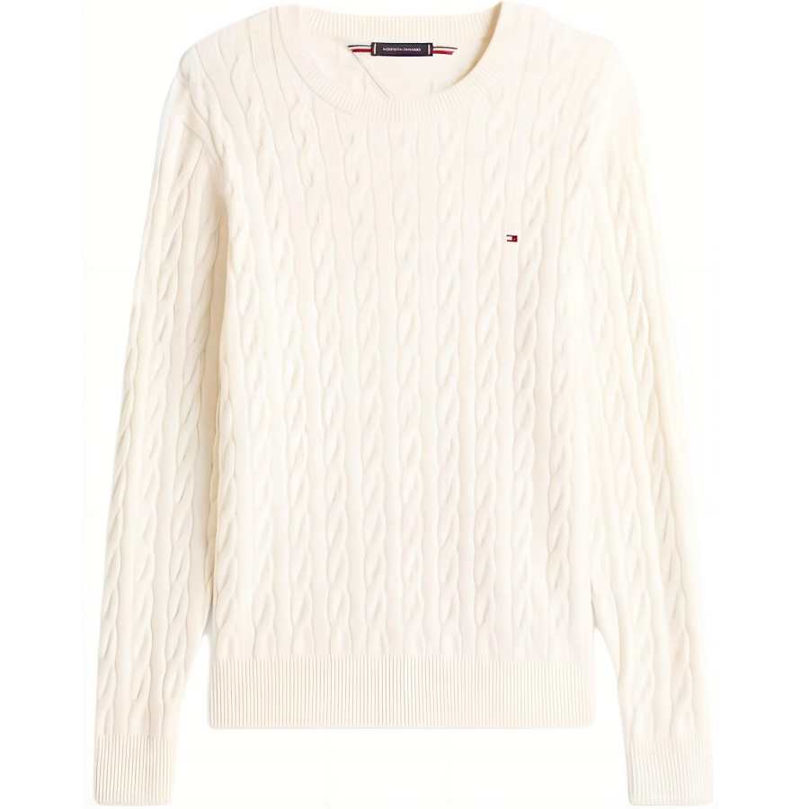 Tommy Hilfiger logo-embroidered cable-knit sweater