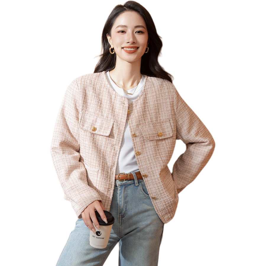 BALENO Jackets Women's Apricot Crew Neck Moderate Chanel Inspired
