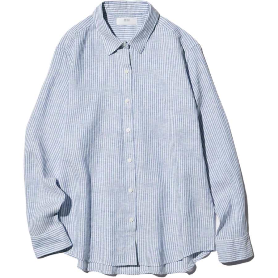 UNIQLO Shirts Women's Sky Blue Lapel
