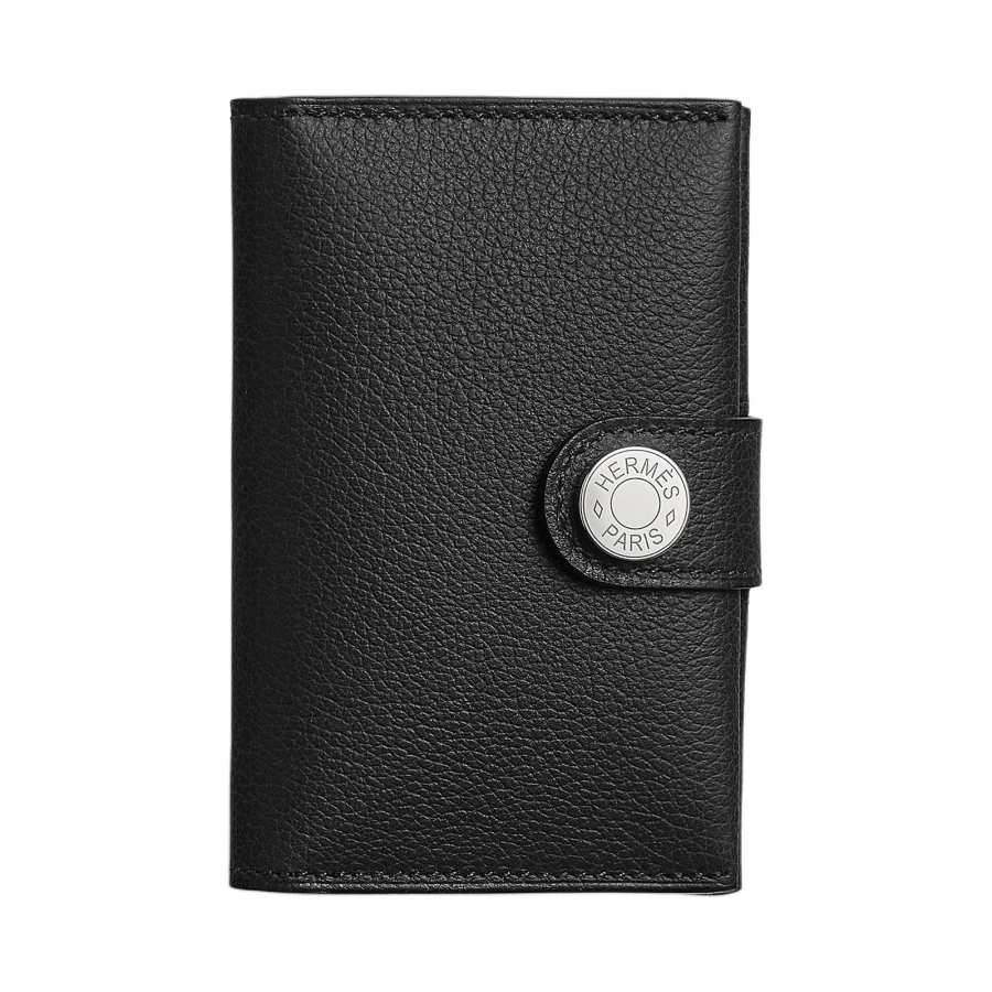 HERMES R.M.S Evergrain Calfskin Card Holder Unisex 89 Noir Black