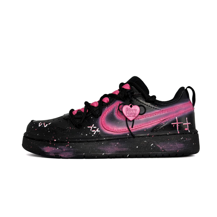 Nike Nike Court Borough Pink Mist Butterfly Synthetic Leather Abrasion Resistant Slip Resistant