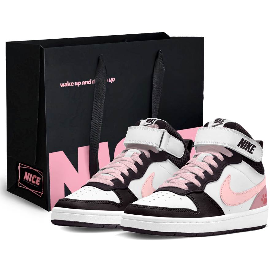 Nike Nike Court Borough Sweet Cat Pink Paw Leather Slip Resistant, Abrasion Resistant, Breathable Mid top