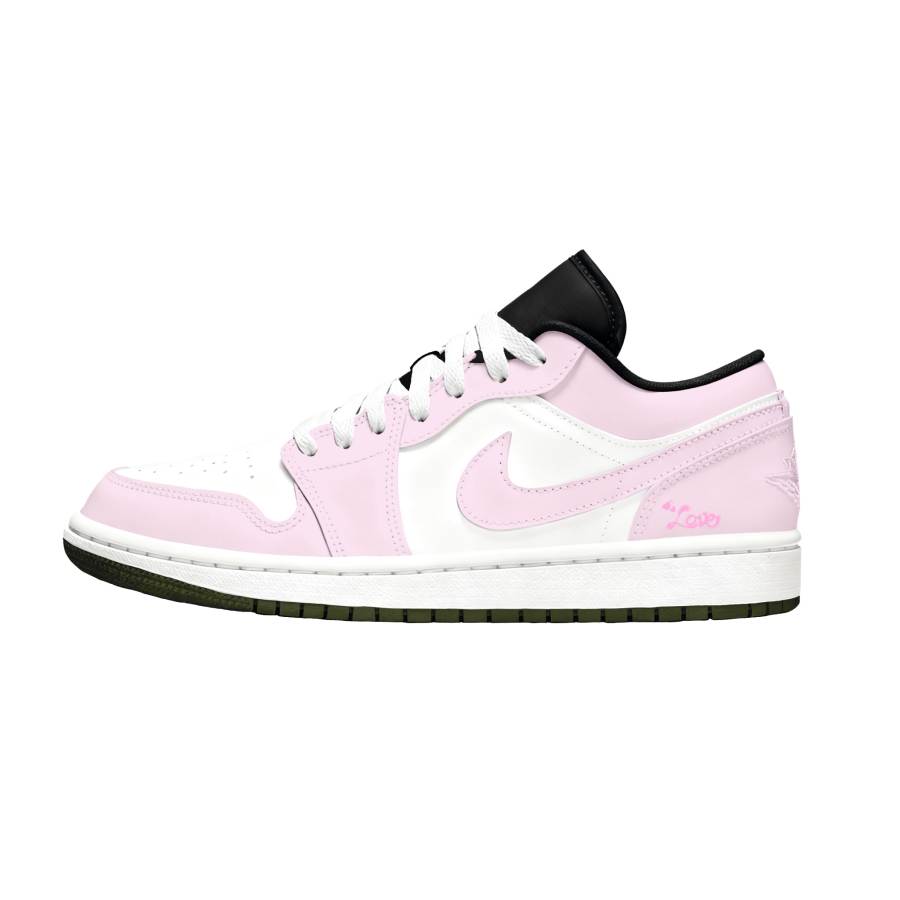Jordan Jordan Air Jordan 1 Peachy Bubble Slip Resistant Abrasion Resistant Low top Children's Basketball Shoes Pink Unisex