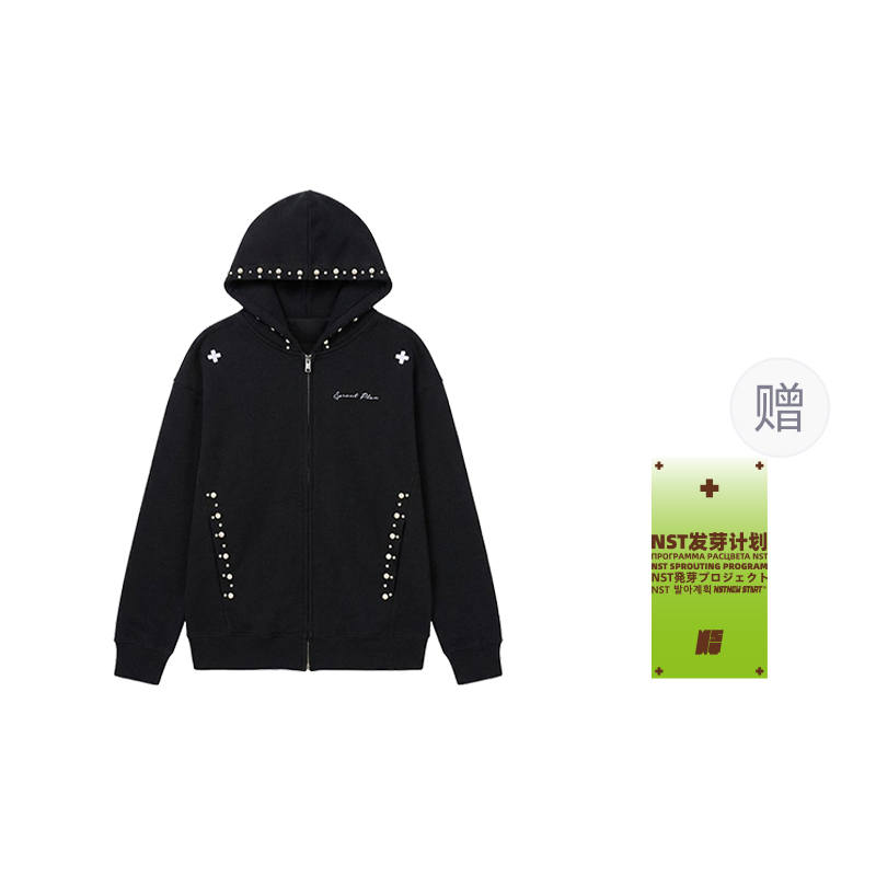 NSTNEW START Sweatshirts Unisex Black Hooded Moderate Regular