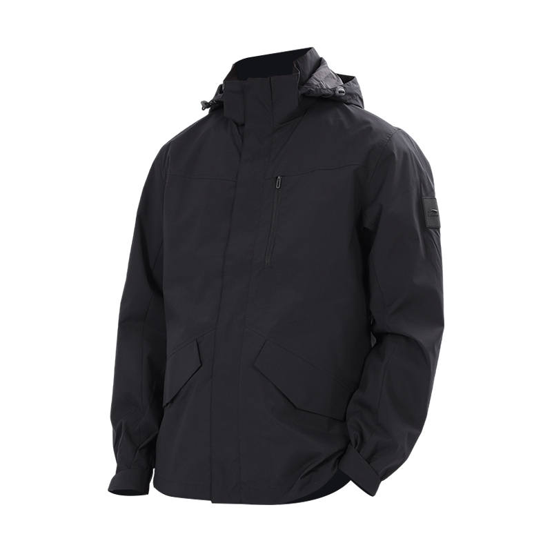 Li-Ning Li Ning Trench Coats Men's Black Hooded Moderate Other