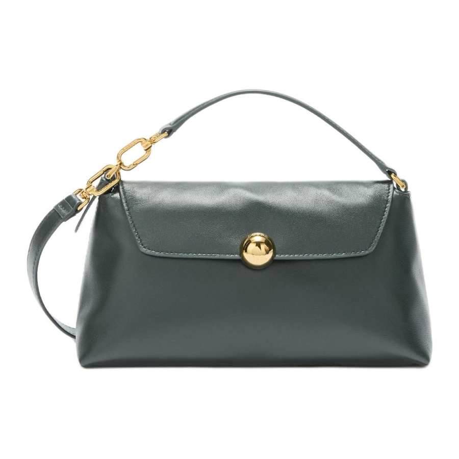 Furla Soft Nappa Lambskin One Shoulder Handbag Extra Large Women's Dark Green
