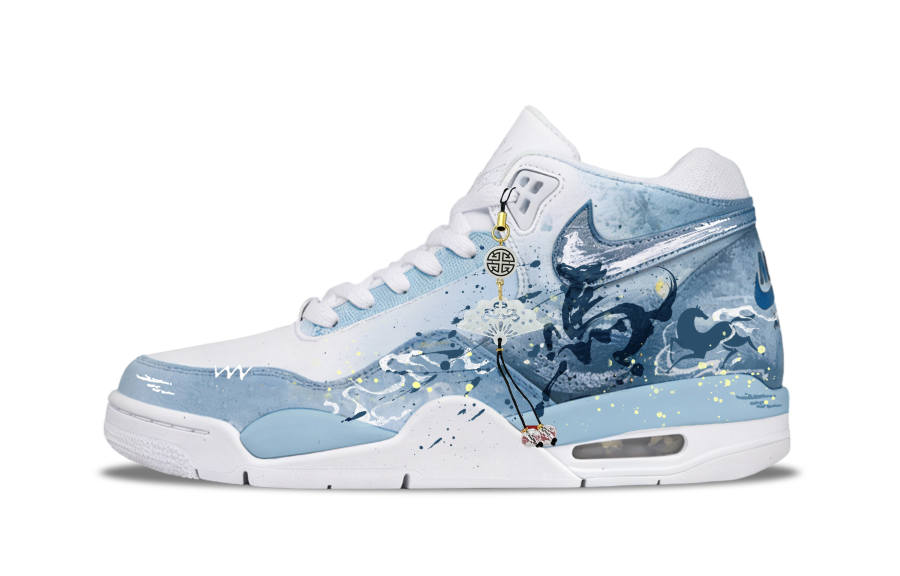 Nike Nike Flight Legacy Cross The Galaxy Abrasion Resistant Mid top Vintage Basketball Shoes Men's Blue