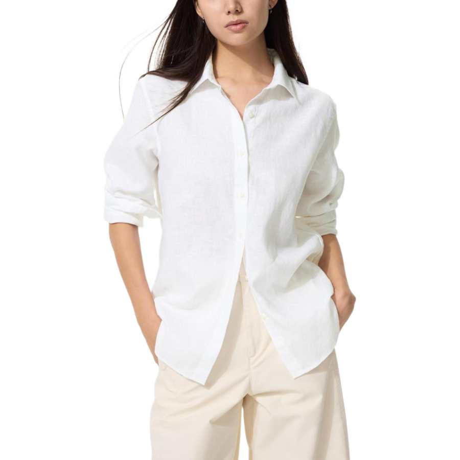 UNIQLO Shirts Women's White Lapel Moderate Other