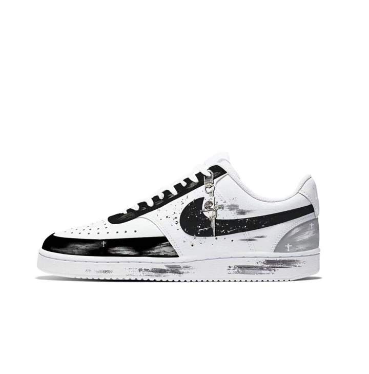 Nike Nike Court Vision 1 Gothic Ink Shadow Leather Wear resistant And Lightweight Low top Skateboard Shoes Unisex