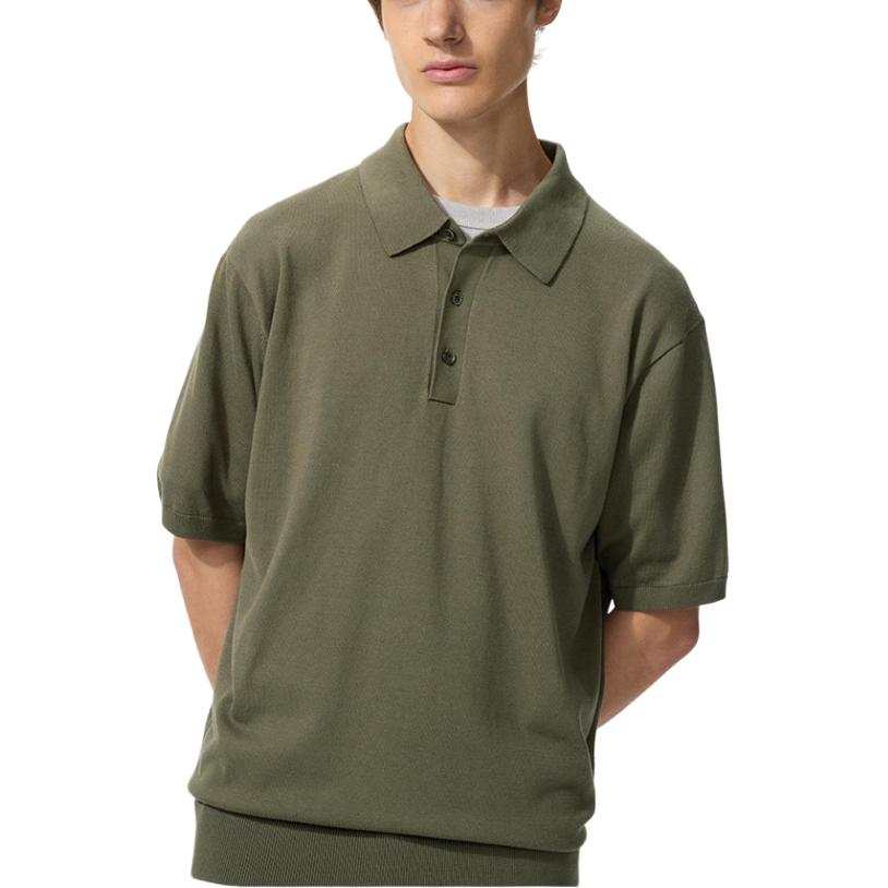 UNIQLO Polo Shirts Unisex 56 Olive Polo Collar Moderate