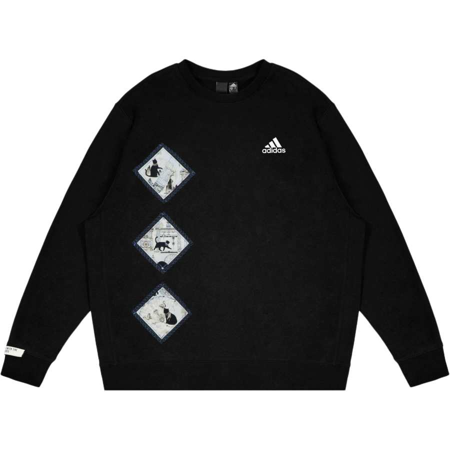 Adidas Adidas LABEL Sweatshirts Unisex Black Crew Neck Moderate Regular
