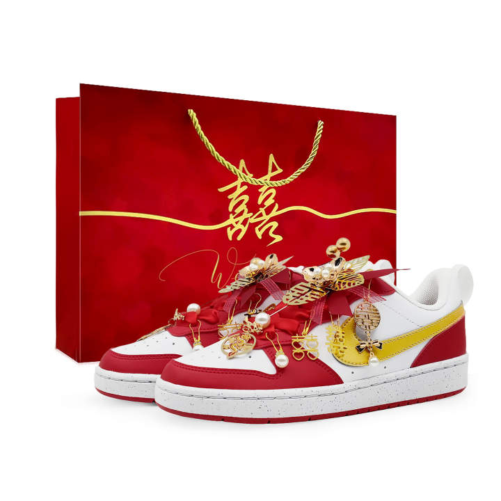 Nike Nike Court Borough Cushioning, Wear Resistant Low top Skateboard Shoes Unisex Red