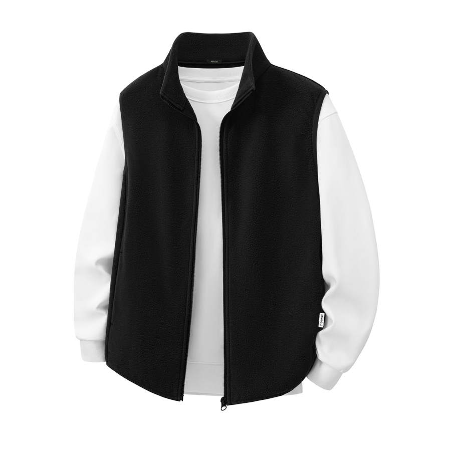 MINISO Vests Unisex Stand Collar Thickened And Fleece Lined Knitted Fabric