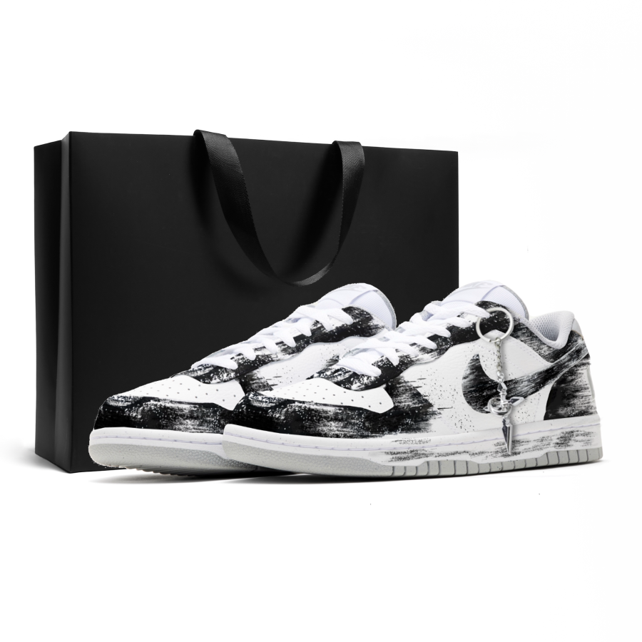 Nike Nike Big Leather Lightweight And Breathable Low top Skateboard Shoes Men's Black White