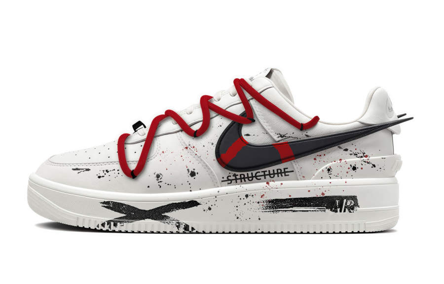 Nike Nike x AMBUSH Air Force 1 Red Iron Brake, Iron Sharpens Iron Low top Skateboard Shoes Unisex White Red Black