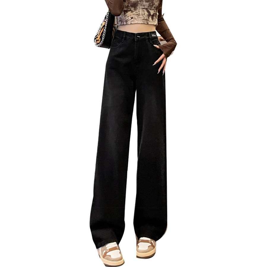 Tonlion Jeans Women's Black Moderate Wide Leg Pants