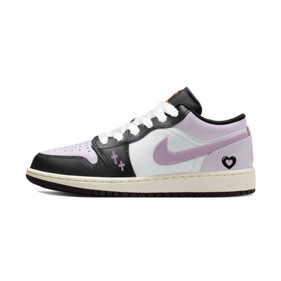 Jordan Jordan Air Jordan 1 Slip Resistant Cushioning Low top Children's Basketball Shoes Pink Black Teenagers