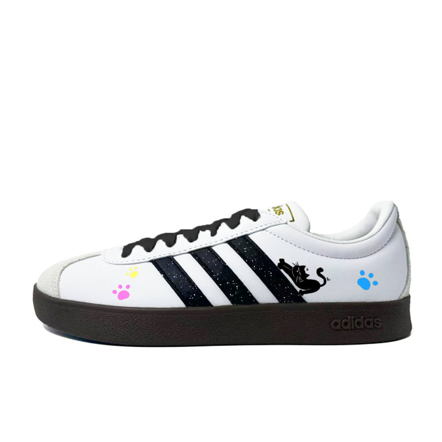Adidas Adidas Vl Court Classic Meow Claw Jumpy Synthetic Leather, Split Cow Leather Low top Skateboard Shoes Unisex Black