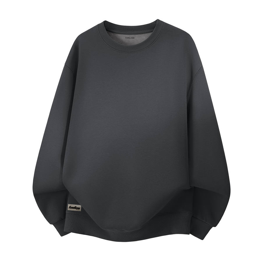 Tonlion Sweatshirts Unisex Crew Neck Thickened Regular