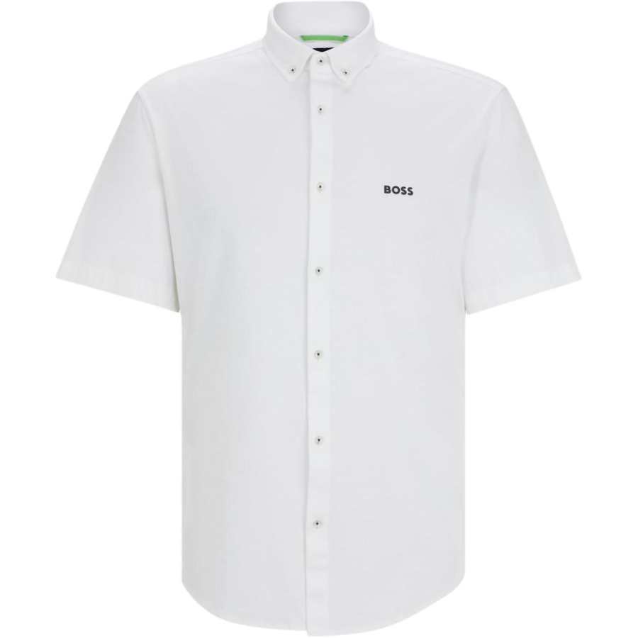 HUGO BOSS Regular Fit Shirt In Cotton Piqué Jersey Shirt Men's White
