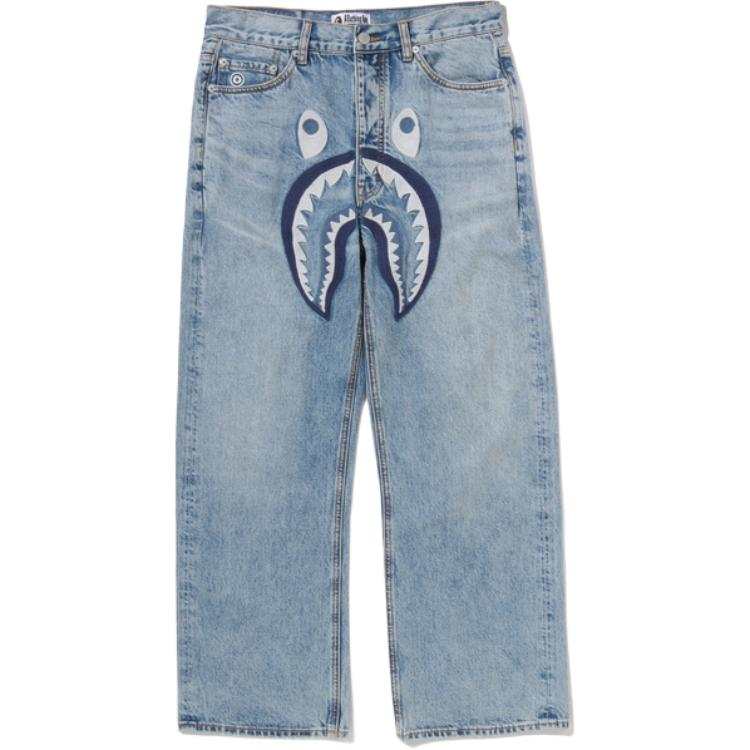 A BATHING APE A Bathing Ape Shark Patch Wide-Leg Jeans