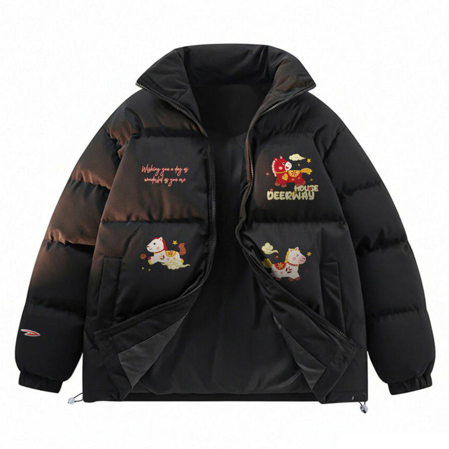 DEERWAY Puffer Jackets Unisex Stand Collar Moderate Padded Puffer Jacket
