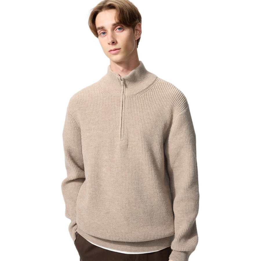 UNIQLO Knitwear Unisex Dark Beige Half Turtleneck Moderate Other