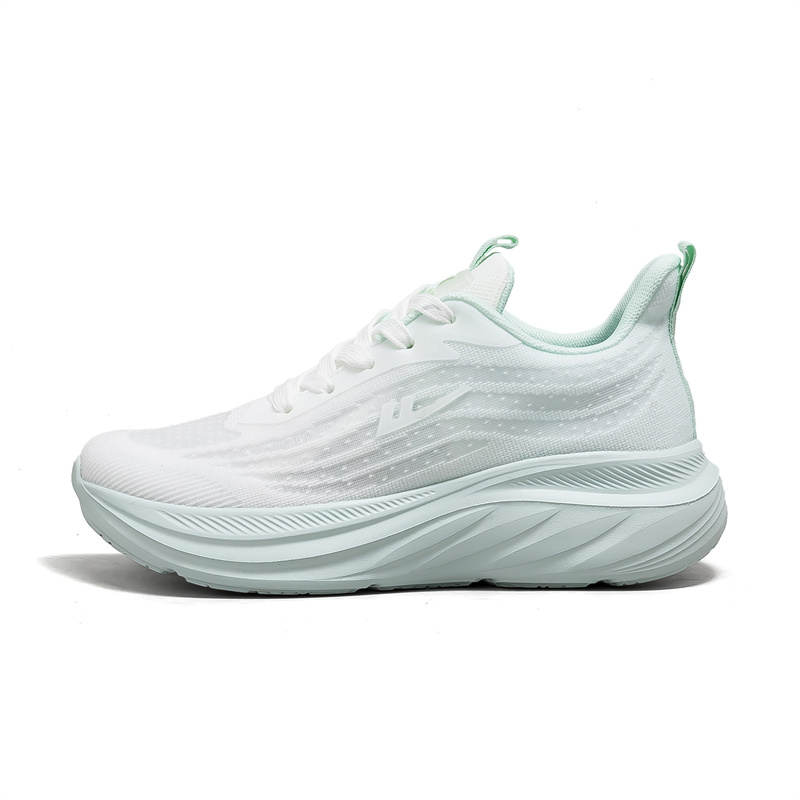 Warrior Cushioning Height Increasing Abrasion Resistant Lightweight Low top Running Shoes Women's White Light Green