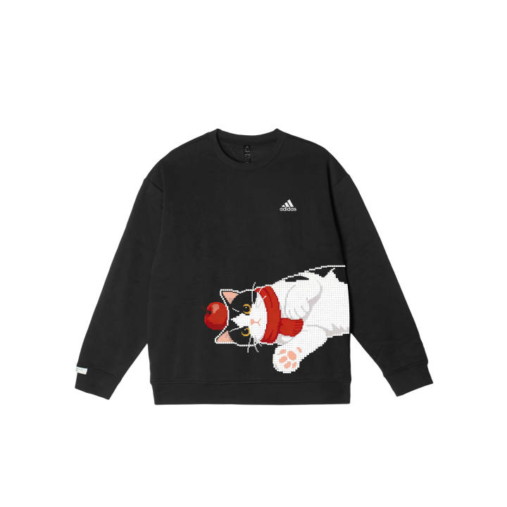 Adidas Adidas LABEL Sweatshirts Unisex Black Crew Neck Moderate