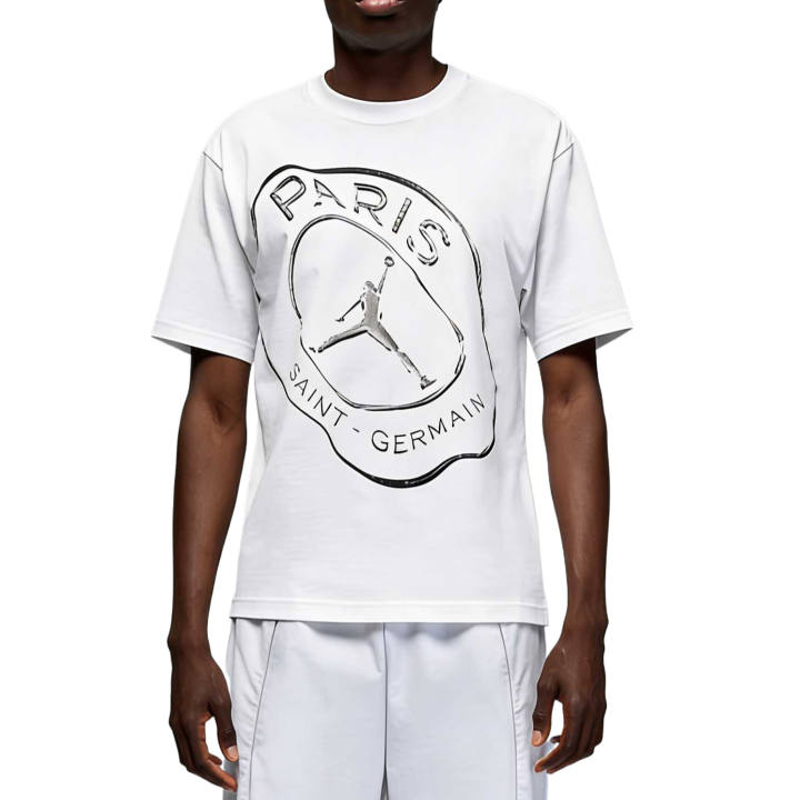 Jordan Jordan T Shirts Men's White/Black Crew Neck Moderate