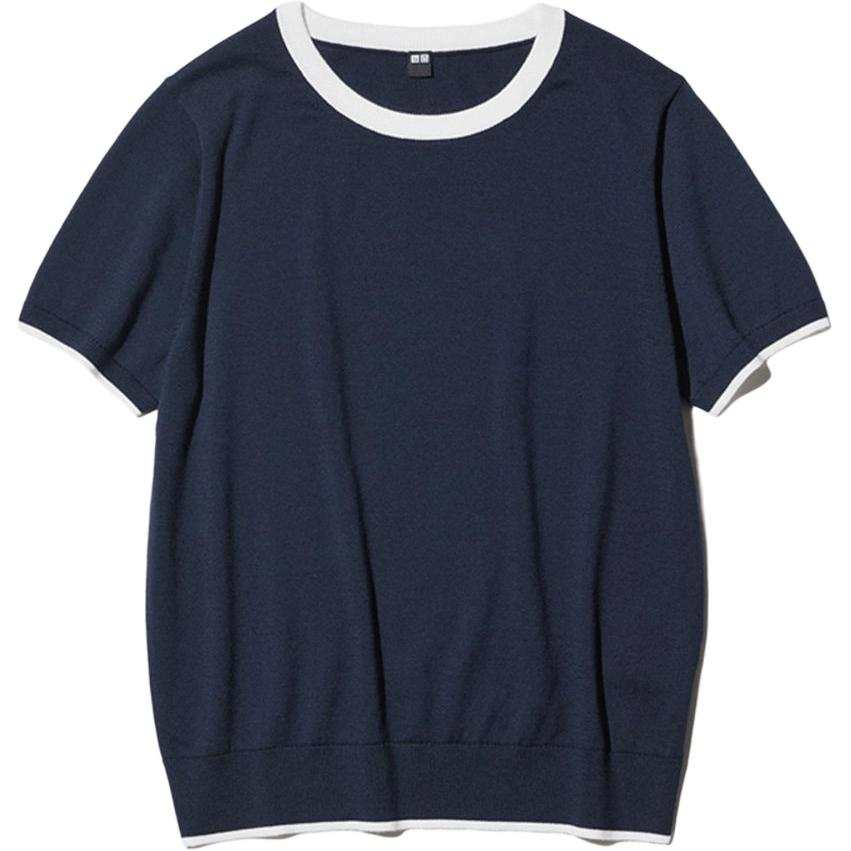 UNIQLO SS26 T Shirts Women's Navy Blue Crew Neck