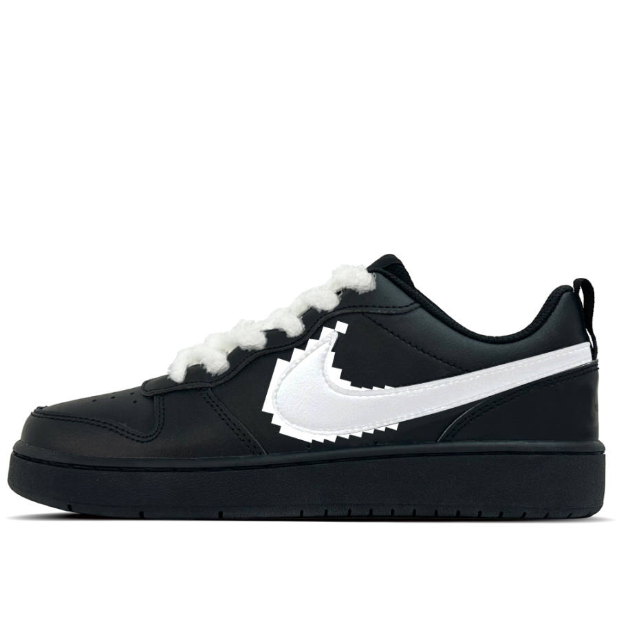 Nike Nike Court Borough Dark Chocolate White Block Leather Slip Resistant Low top Kids' Skateboarding Shoes Black Teenagers