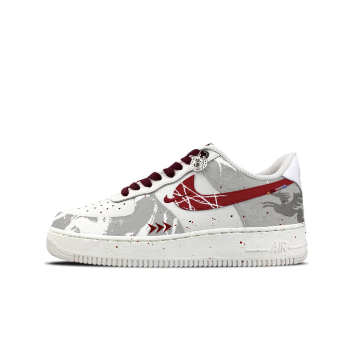 Nike Nike Air Force 1 Low top Skateboard Shoes Men's Gray White Red