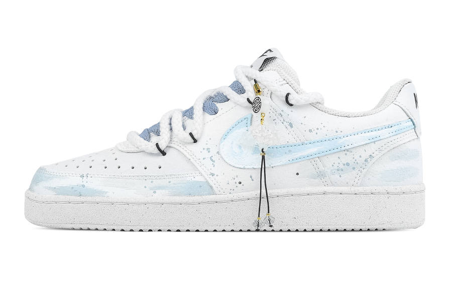 Nike Nike Court Vision 1 Crushed Jade Smoke Abrasion Resistant Low top Skateboard Shoes Men's Blue White